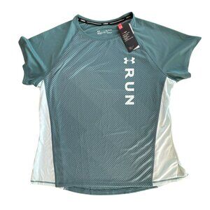 Under Armour HeatGear Fitted Running Shirt XL Womens Green Reflective NWT RUN